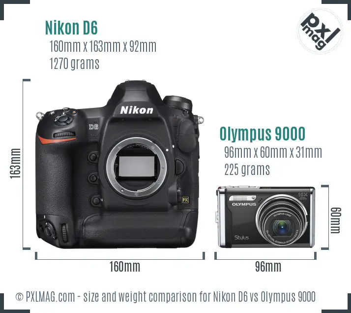 Nikon D6 vs Olympus 9000 size comparison Nikon D6 vs Olympus 9000 size comparison