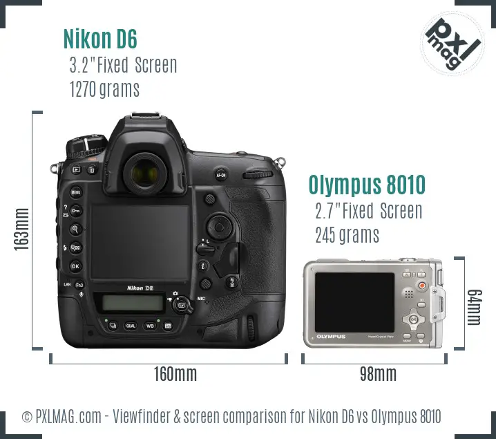 Nikon D6 vs Olympus 8010 Screen and Viewfinder comparison