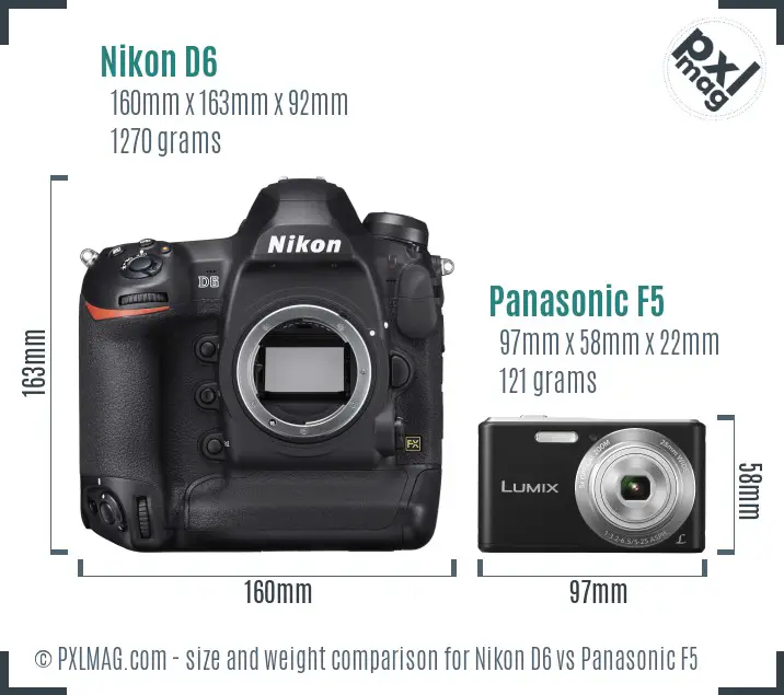Nikon D6 vs Panasonic F5 size comparison Nikon D6 vs Panasonic F5 size comparison