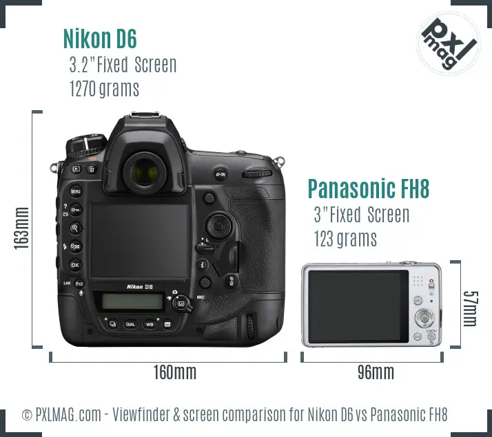 Nikon D6 vs Panasonic FH8 Screen and Viewfinder comparison