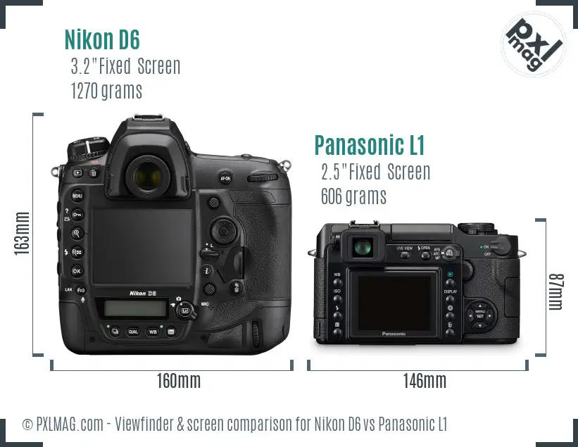 Nikon D6 vs Panasonic L1 Screen and Viewfinder comparison Nikon D6 vs Panasonic L1 Screen and Viewfinder comparison