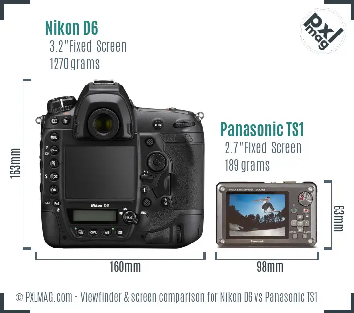 Nikon D6 vs Panasonic TS1 Screen and Viewfinder comparison