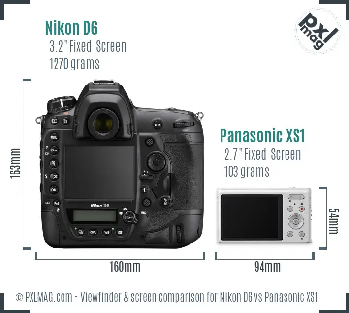 Nikon D6 vs Panasonic XS1 Screen and Viewfinder comparison