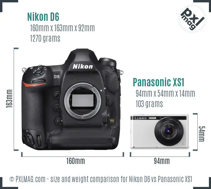 Nikon D6 vs Panasonic XS1 size comparison