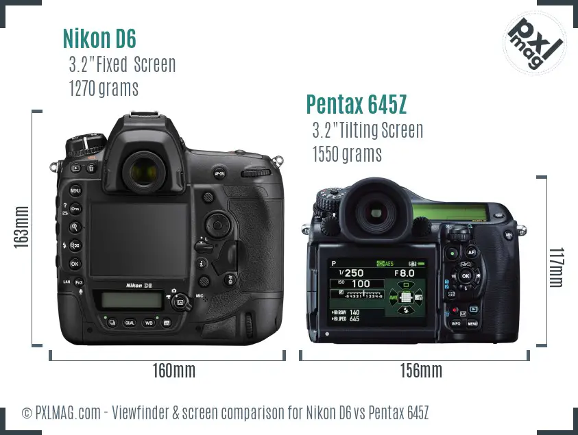 Nikon D6 vs Pentax 645Z Screen and Viewfinder comparison