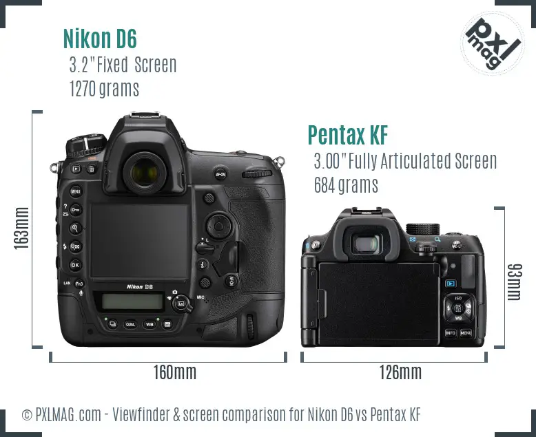 Nikon D6 vs Pentax KF Screen and Viewfinder comparison