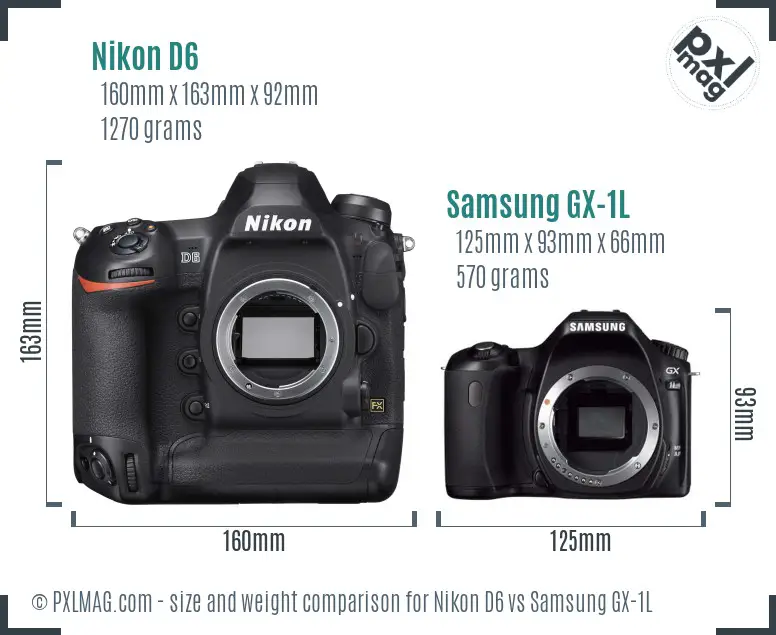 Nikon D6 vs Samsung GX-1L size comparison Nikon D6 vs Samsung GX-1L size comparison