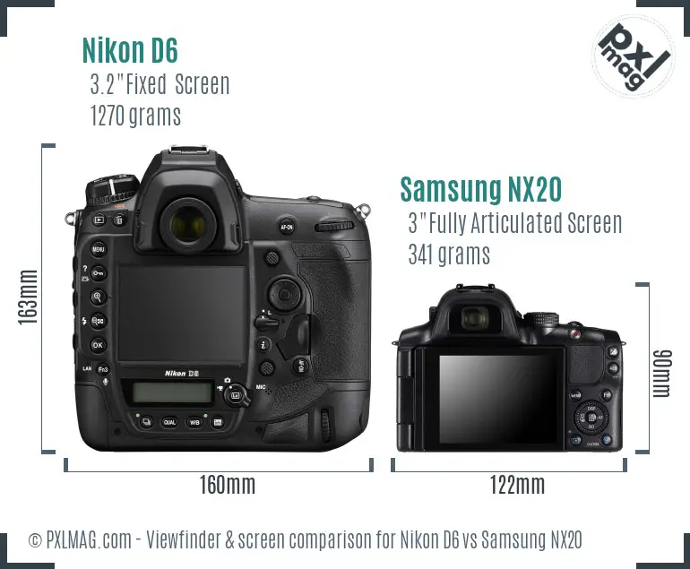 Nikon D6 vs Samsung NX20 Screen and Viewfinder comparison Nikon D6 vs Samsung NX20 Screen and Viewfinder comparison