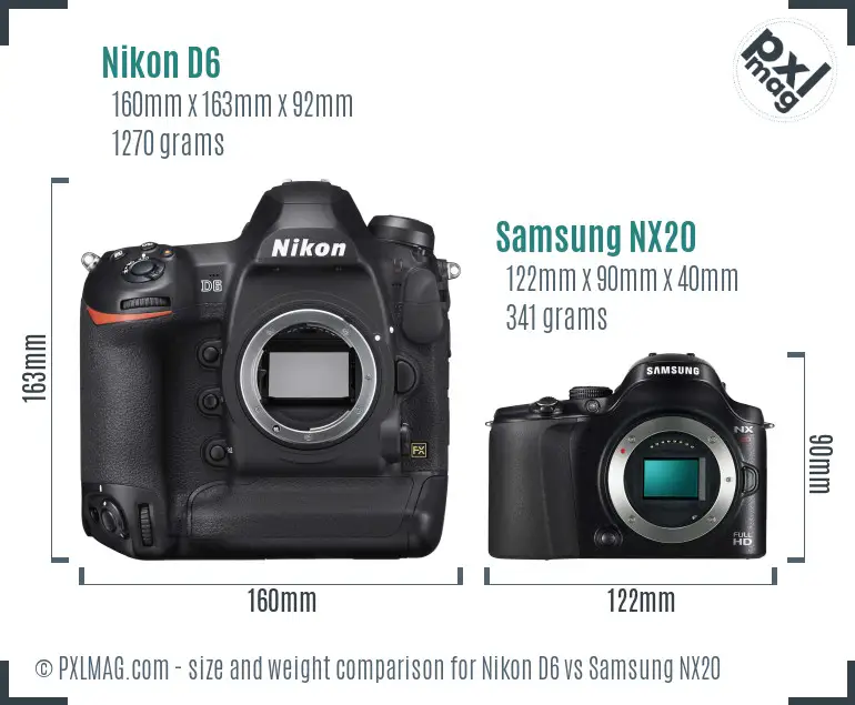 Nikon D6 vs Samsung NX20 size comparison Nikon D6 vs Samsung NX20 size comparison