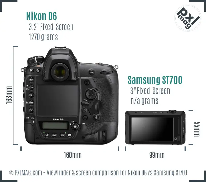Nikon D6 vs Samsung ST700 Screen and Viewfinder comparison