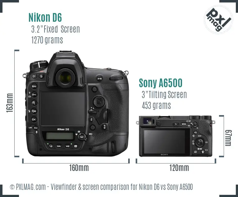 Nikon D6 vs Sony A6500 Screen and Viewfinder comparison Nikon D6 vs Sony A6500 Screen and Viewfinder comparison