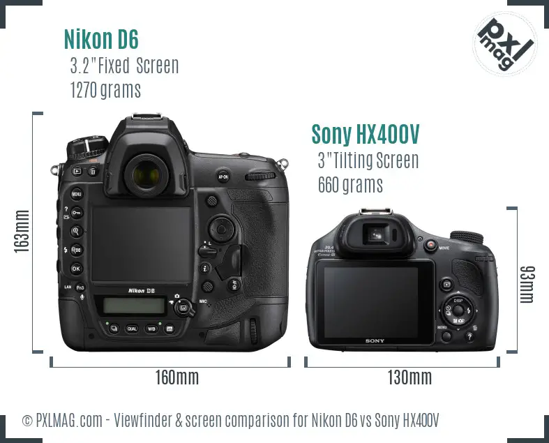 Nikon D6 vs Sony HX400V Screen and Viewfinder comparison