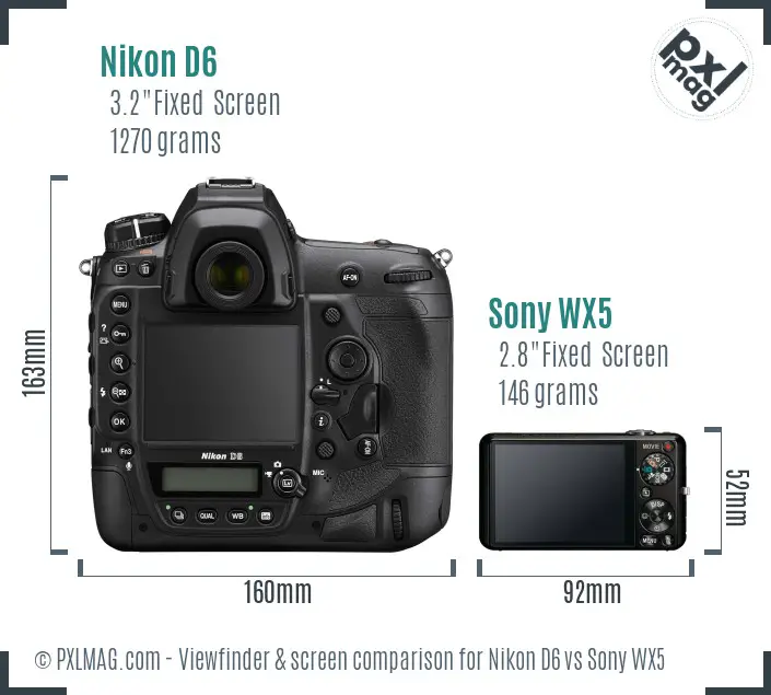 Nikon D6 vs Sony WX5 Screen and Viewfinder comparison