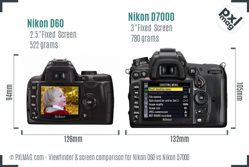 Nikon D60 vs Nikon D7000 Screen and Viewfinder comparison Nikon D60 vs Nikon D7000 Screen and Viewfinder comparison