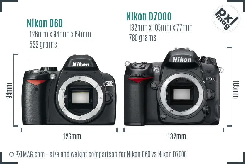 Nikon D60 vs Nikon D7000 size comparison Nikon D60 vs Nikon D7000 size comparison