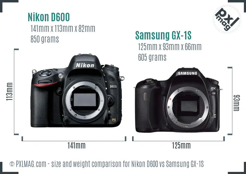 Nikon D600 vs Samsung GX-1S size comparison