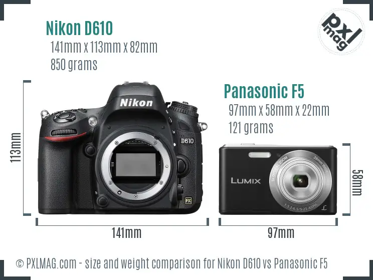 Nikon D610 vs Panasonic F5 size comparison