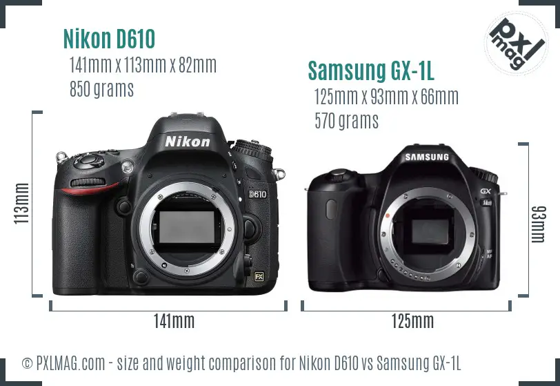 Nikon D610 vs Samsung GX-1L size comparison