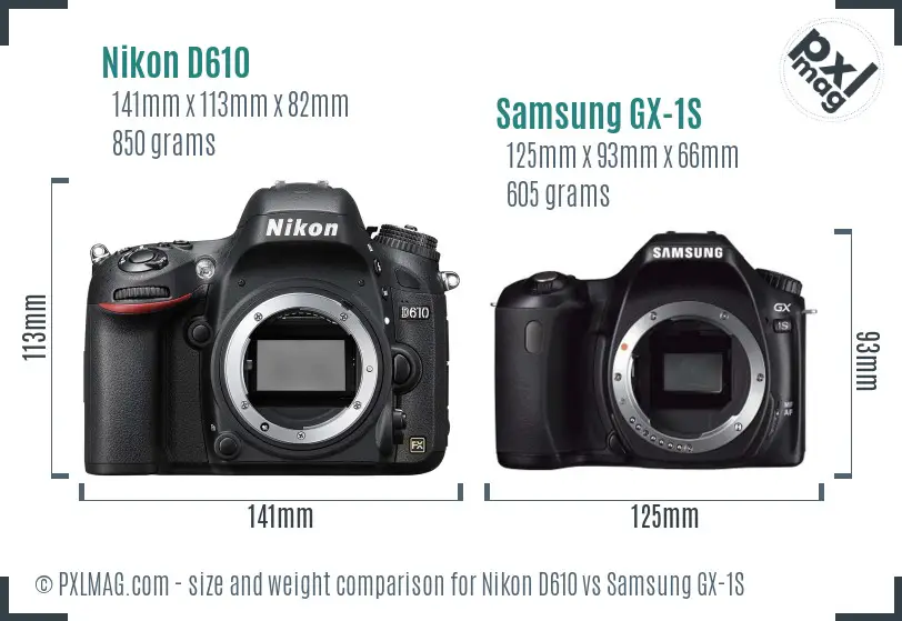 Nikon D610 vs Samsung GX-1S size comparison