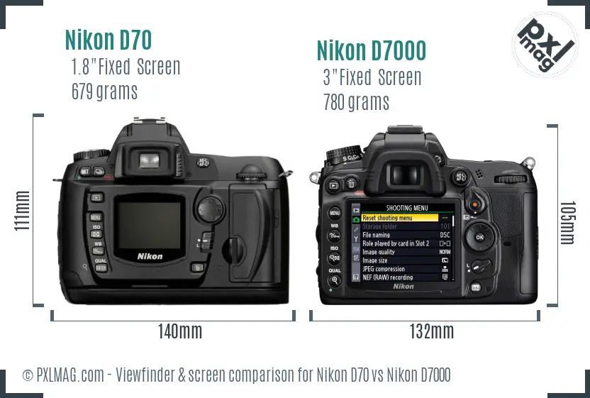 Nikon D70 vs Nikon D7000 Screen and Viewfinder comparison