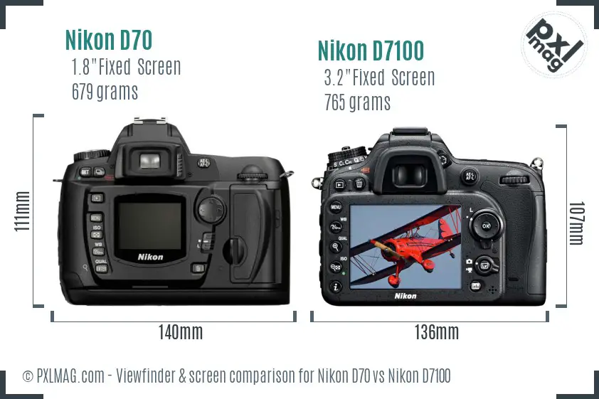 Nikon D70 vs Nikon D7100 Screen and Viewfinder comparison