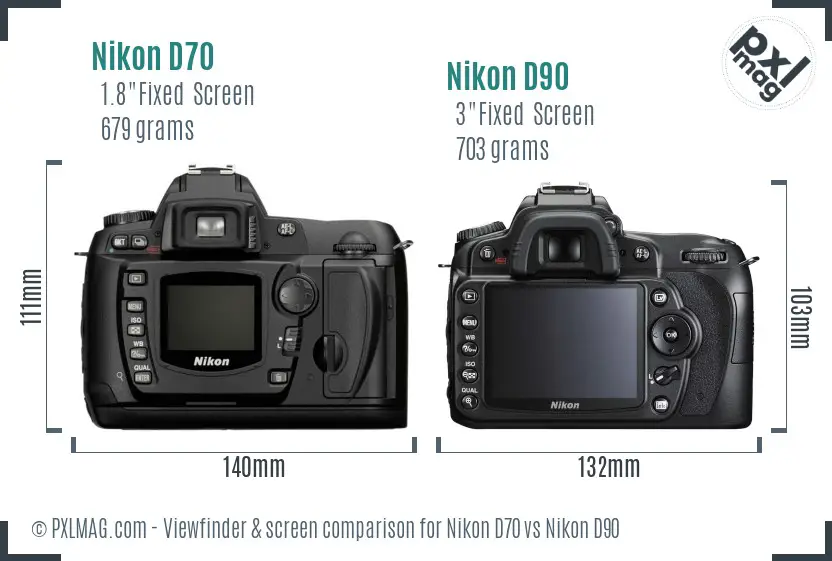 Nikon D70 vs Nikon D90 Screen and Viewfinder comparison