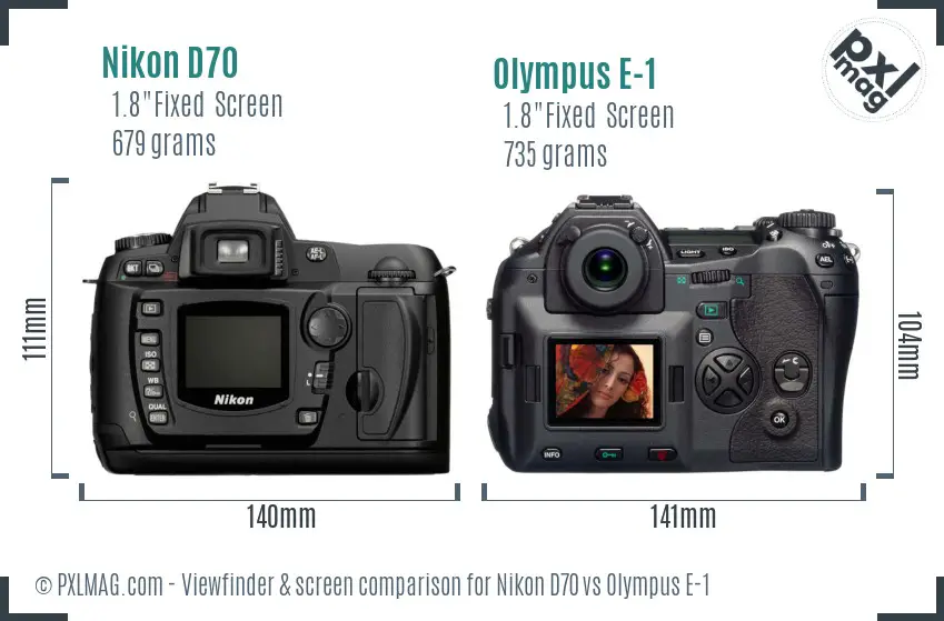 Nikon D70 vs Olympus E-1 Screen and Viewfinder comparison