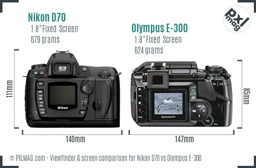 Nikon D70 vs Olympus E-300 Screen and Viewfinder comparison