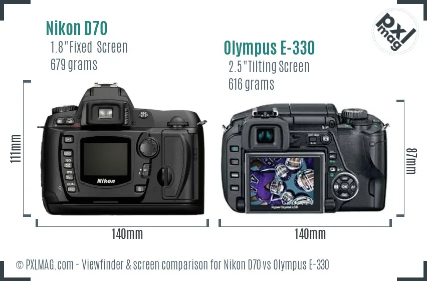 Nikon D70 vs Olympus E-330 Screen and Viewfinder comparison