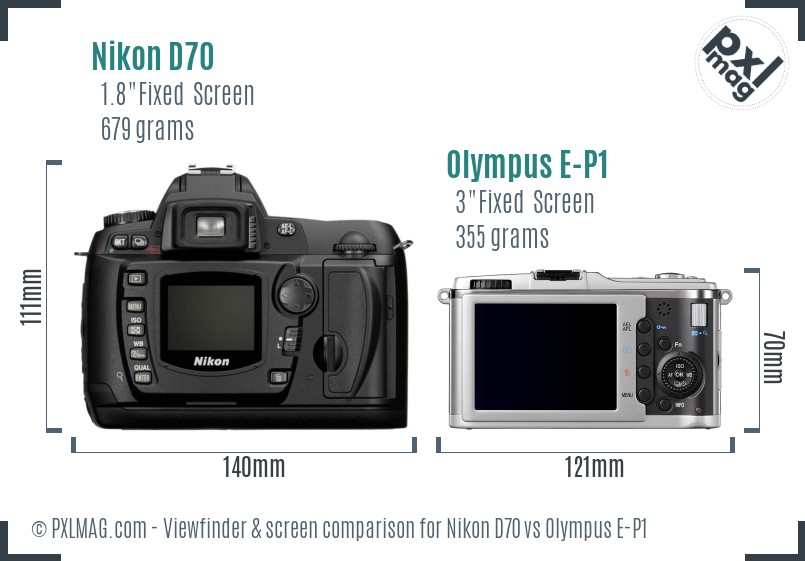 Nikon D70 vs Olympus E-P1 Screen and Viewfinder comparison