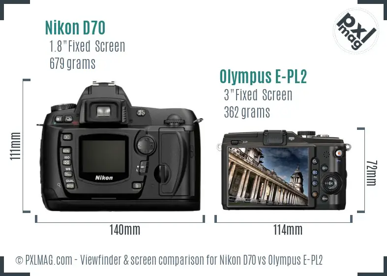 Nikon D70 vs Olympus E-PL2 Screen and Viewfinder comparison