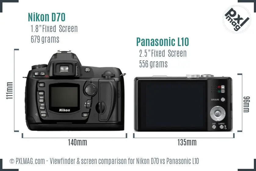 Nikon D70 vs Panasonic L10 Screen and Viewfinder comparison