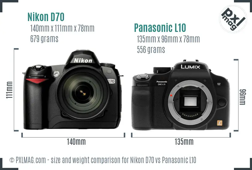 Nikon D70 vs Panasonic L10 size comparison