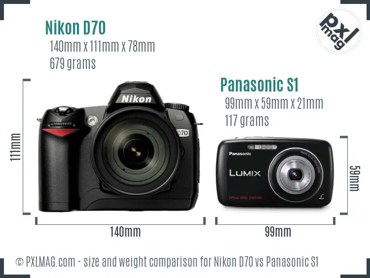 Nikon D70 vs Panasonic S1 size comparison