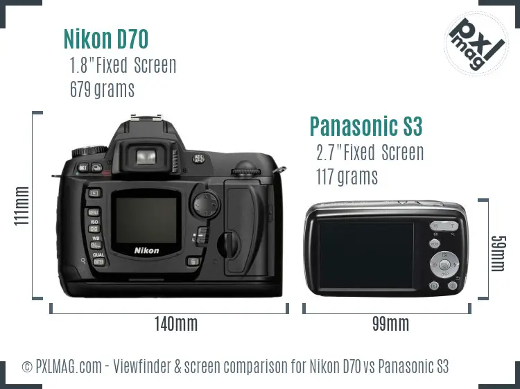 Nikon D70 vs Panasonic S3 Screen and Viewfinder comparison