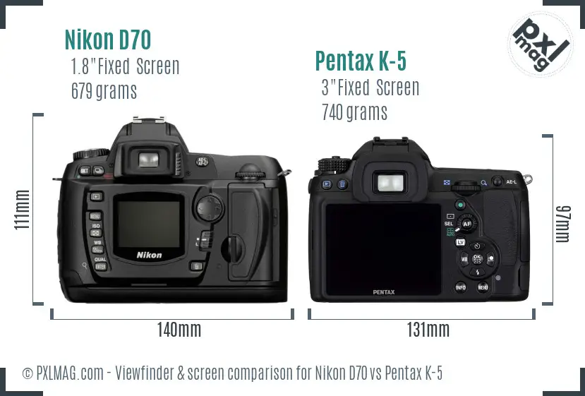 Nikon D70 vs Pentax K-5 Screen and Viewfinder comparison