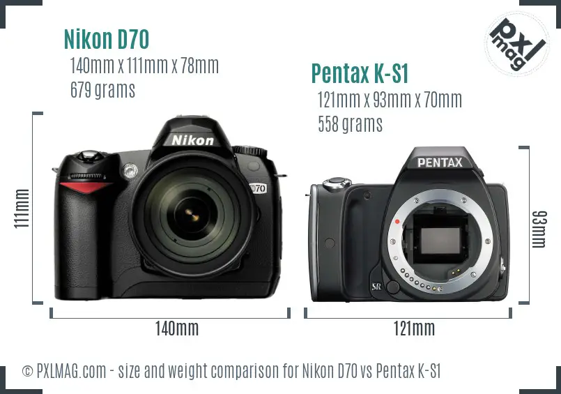 Nikon D70 vs Pentax K-S1 size comparison