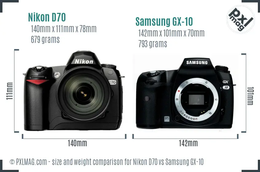 Nikon D70 vs Samsung GX-10 size comparison