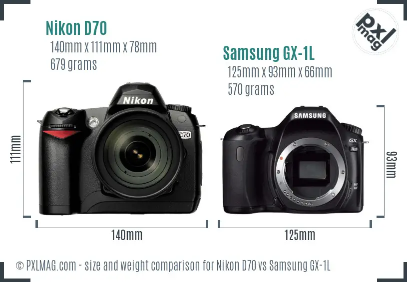 Nikon D70 vs Samsung GX-1L size comparison