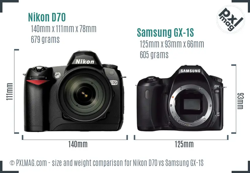 Nikon D70 vs Samsung GX-1S size comparison