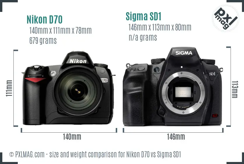 Nikon D70 vs Sigma SD1 size comparison Nikon D70 vs Sigma SD1 size comparison