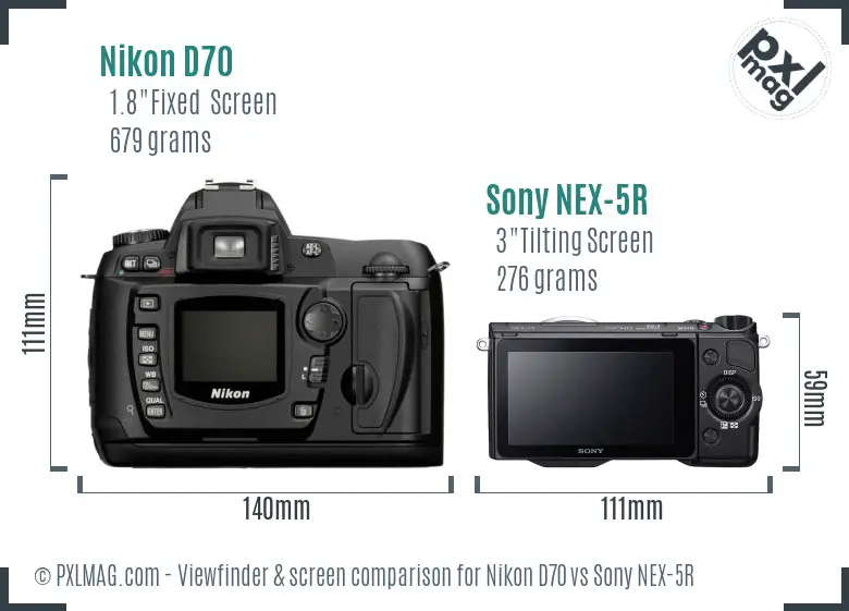Nikon D70 vs Sony NEX-5R Screen and Viewfinder comparison Nikon D70 vs Sony NEX-5R Screen and Viewfinder comparison