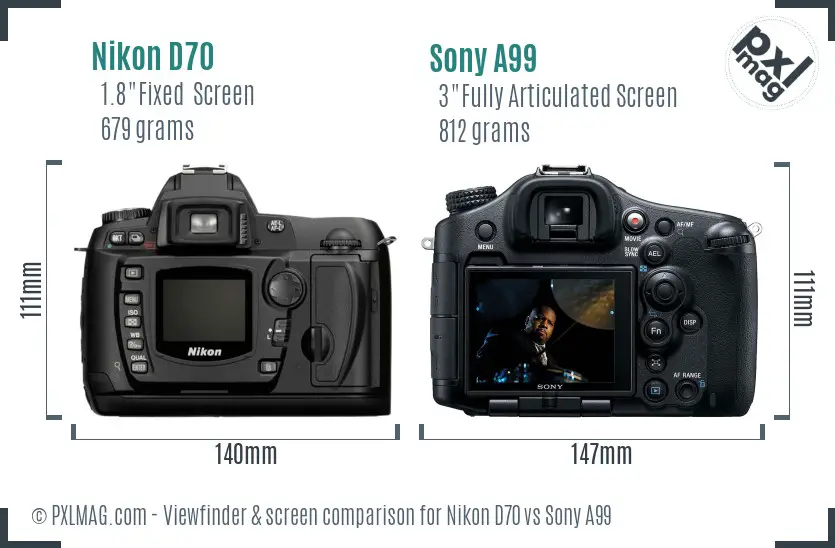 Nikon D70 vs Sony A99 Screen and Viewfinder comparison