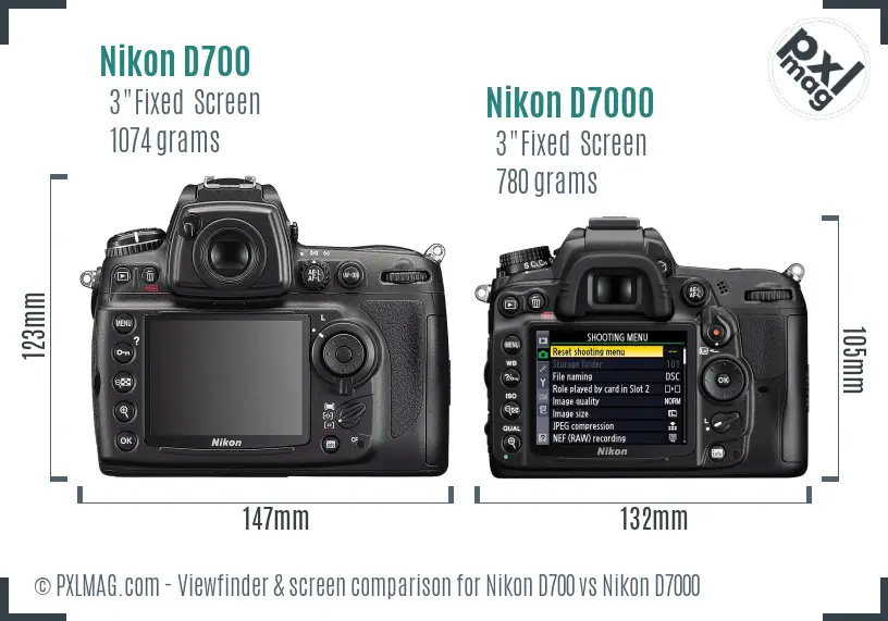 Nikon D700 vs Nikon D7000 Screen and Viewfinder comparison