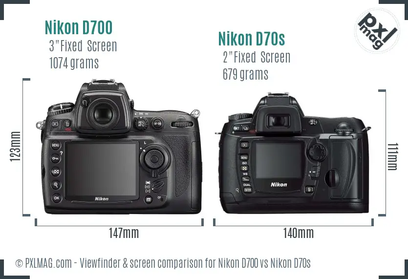 Nikon D700 vs Nikon D70s Screen and Viewfinder comparison