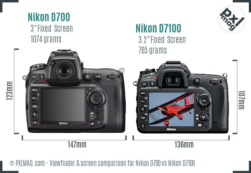 Nikon D700 vs Nikon D7100 Screen and Viewfinder comparison