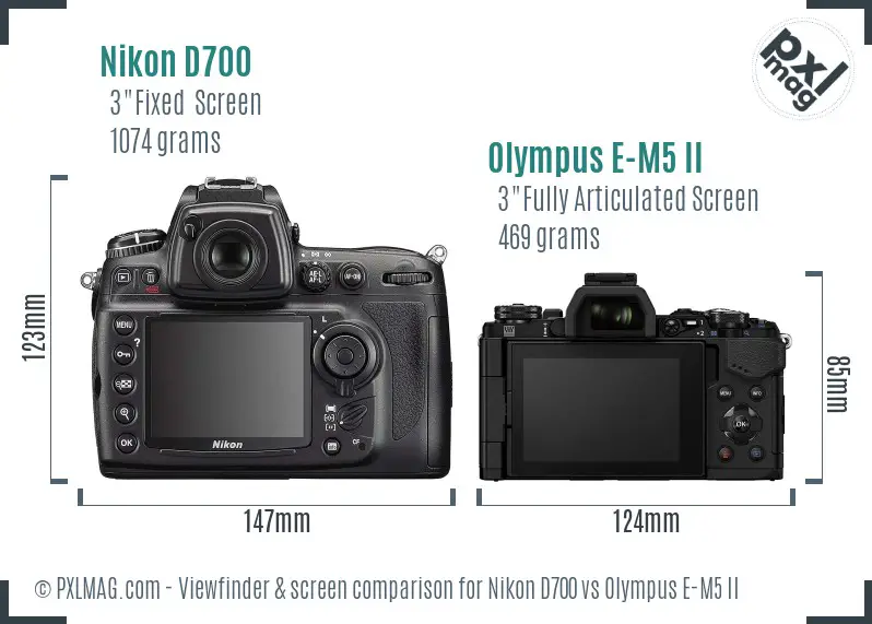Nikon D700 vs Olympus E-M5 II Screen and Viewfinder comparison Nikon D700 vs Olympus E-M5 II Screen and Viewfinder comparison