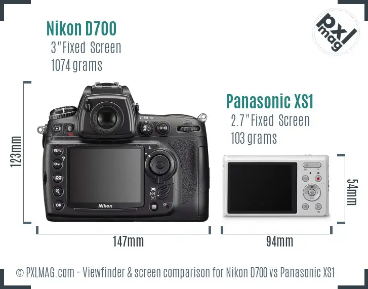 Nikon D700 vs Panasonic XS1 Screen and Viewfinder comparison