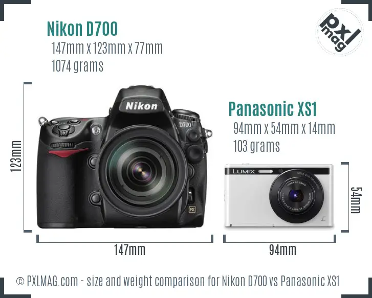 Nikon D700 vs Panasonic XS1 size comparison