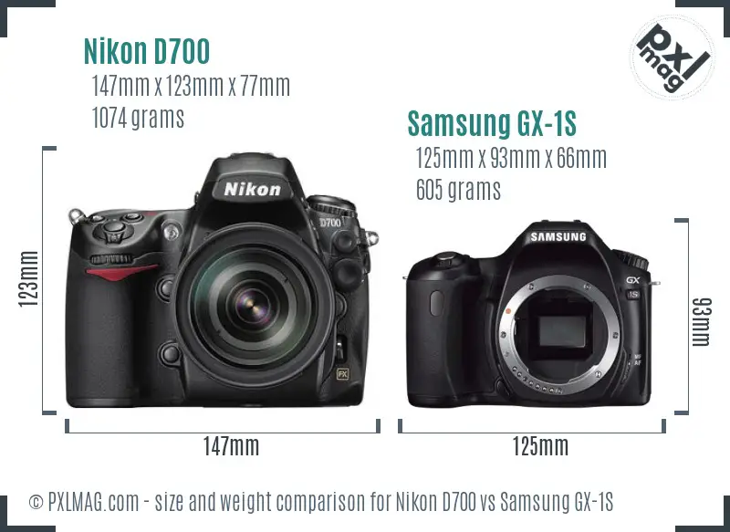 Nikon D700 vs Samsung GX-1S size comparison